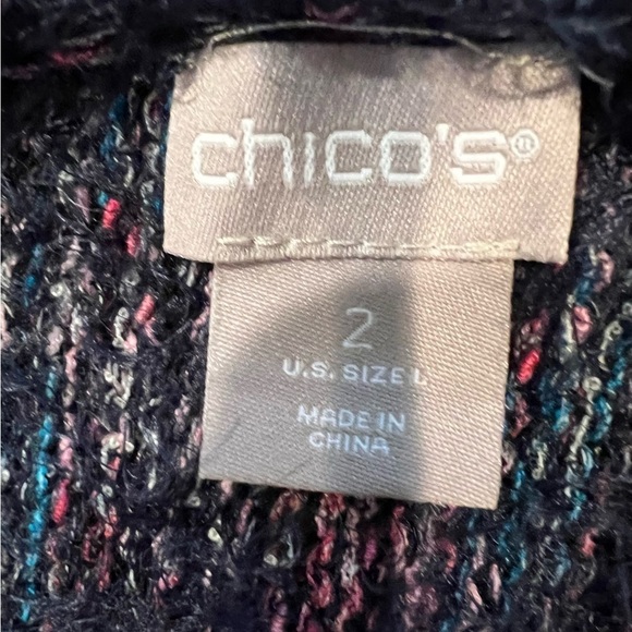 Chico’s Multi-Colored Marled Eyelash Pullover Sweater size 2 / 12 - Picture 5 of 7